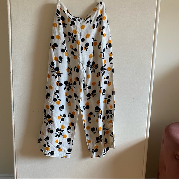 Topshop Wide Leg Pants - Cream with Orange Fruit Print - UK 10 US 6 - Picture 2 of 4